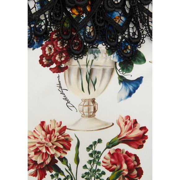 NWT Dolce & Gabbana White Mini Dress Vase Floral IT 40 - Picture 7 of 10